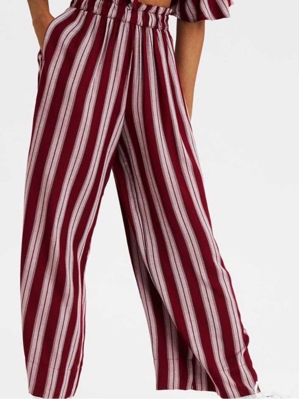 Boho Pants AMERICAN  EAGLE OUTFITTERS Pockets Red White Soft Viscose Size Medium